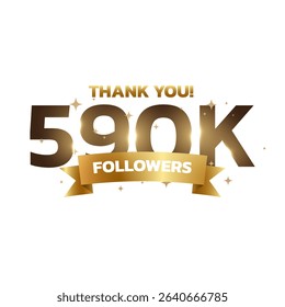 Thank you 510k to 590k followers background, greeting for fans. Followers thank you background design.