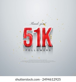 Thank you 51k followers, red numbers design on a white background.
