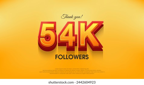 Thank you 54k followers 3d design, vector background thank you.