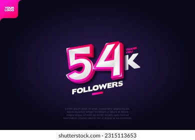 Thank you 54K Followers with Dynamic 3D Numbers on Dark Blue Background