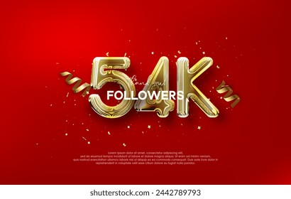 Thank you for the 54k followers with metallic gold balloons illustration.