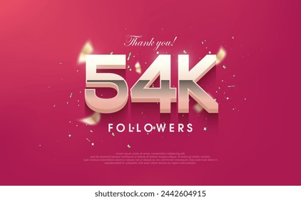 Thank you 54k followers, vector background design for social media posts.