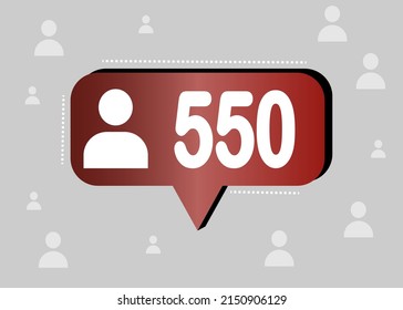Thank you 550 followers and peoples. Banner for online social group. Vector illustration
