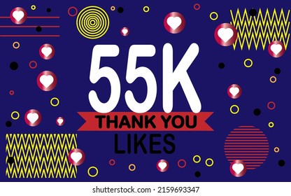 Thank you 55000 likes. Congratulation colorful image for net friends social.