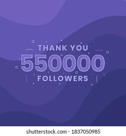 Thank you 550,000 followers, Greeting card template for social networks.