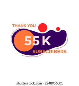 THANK YOU 55K FOLLOWERS CELEBRATION TEMPLATE ORANGE COLOR DESIGN VECTOR GOOD FOR SOCIAL MEDIA, CARD , POSTER