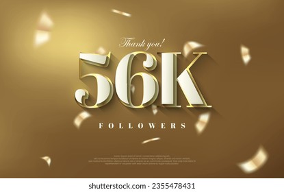 Thank you 56k followers background, shiny luxury gold design.