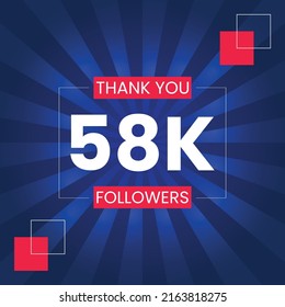 Thank you 58K Followers Vector Design Template