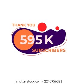 THANK YOU 595K FOLLOWERS CELEBRATION TEMPLATE PURPLE COLOR DESIGN VECTOR GOOD FOR SOCIAL MEDIA, CARD , POSTER