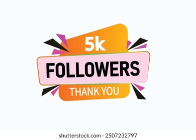 thank you 5K followers  vector illustration social media post  subscribers or followers animation design banner 
