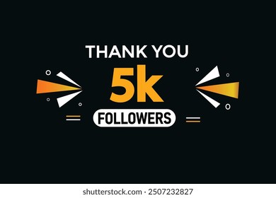 thank you 5K followers  vector illustration social media post  subscribers or followers animation design banner 
