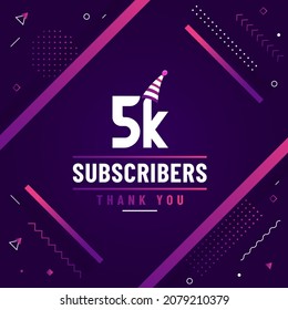 Thank you 5K subscribers, 5000 subscribers celebration modern colorful design.