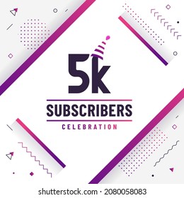 Gracias suscriptores de 5K, 5000 suscriptores celebran diseño colorido moderno.