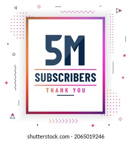 Gracias suscriptores de 5M, 500000 suscriptores celebran diseño colorido moderno.
