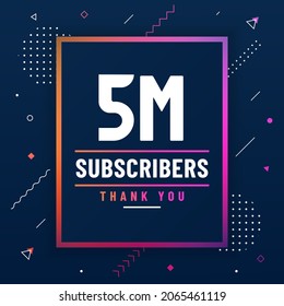 Vielen Dank, 5-Millionen-Abonnenten, 500000 Abonnenten feiern moderne, bunte Design.