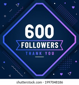 Thank you 600 followers celebration modern colorful design.