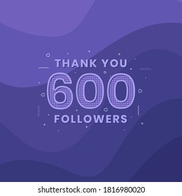 Thank you 600 followers, Greeting card template for social networks.