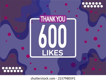 Gracias 600 me gusta vector. Saludando a los seguidores con tarjeta social. Cartel de las redes sociales.