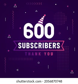 Thank you 600 subscribers celebration modern colorful design.