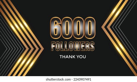 Thank you 6000 followers congratulation template banner. 6k followers celebration