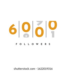 Thank You 6000 Followers Template Design . Vector Eps 10