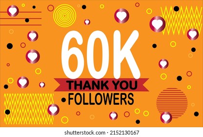 Thank you 60000 followers. Congratulation colorful image for net friends social.