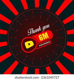 Thank you 600000 subscribers celebration. Greeting card for 6M social media Subscribers. modern colorful design. 