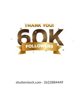Thank you 60k followers background, greeting for fans. Followers thank you background design.