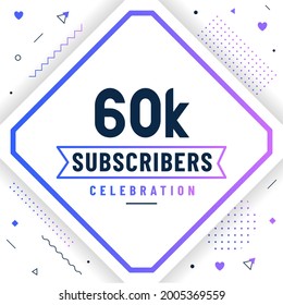 Thank you 60K subscribers, 60000 subscribers celebration modern colorful design.