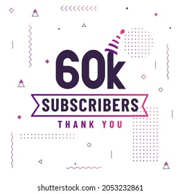Thank you 60K subscribers, 60000 subscribers celebration modern colorful design.