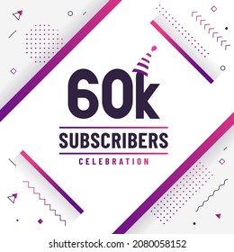 Thank you 60K subscribers, 60000 subscribers celebration modern colorful design.