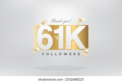 thank you 61k followers, simple design with numbers on gold paper.