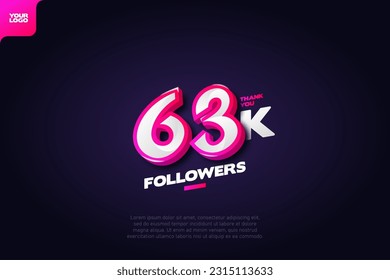 Thank you 63K Followers with Dynamic 3D Numbers on Dark Blue Background