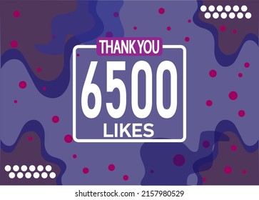 Thank you 6500 likes vector. Greeting social card thank you followers. Banner for social networks.