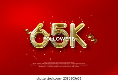 Thank you for the 65k followers with metallic gold balloons illustration.