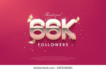 Thank you 66k followers, vector background design for social media posts.
