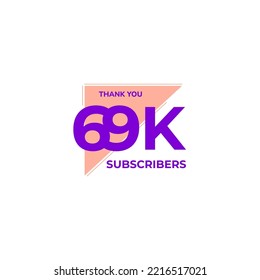 THANK YOU 69K FOLLOWERS CELEBRATION ICON TEMPLATE DESIGN  VECTOR GOOD FOR SOCIAL MEDIA, CARD , POSTER