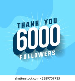 thank you 6k social media subscribers community background design vector