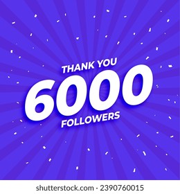 thank you 6k social media followers fiesta celebrating background with confetti vector