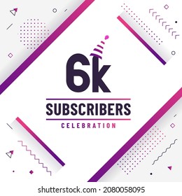 Thank you 6K subscribers, 6000 subscribers celebration modern colorful design.