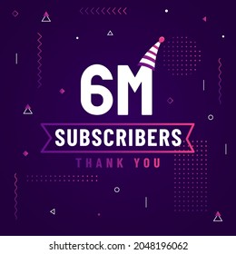 Wir danken Ihnen 6M Abonnenten, 600000 Abonnenten feiern modernes farbenfrohes Design.