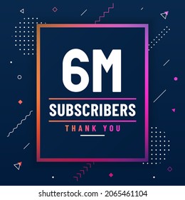 Wir danken Ihnen 6M Abonnenten, 600000 Abonnenten feiern modernes farbenfrohes Design.