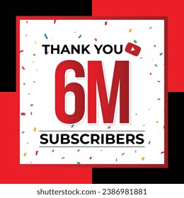 Thank You 6M Subscribers Celebration Vector Template Design