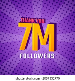 Thank You 7 M Followers Card Celebration Vector. 7000000 Followers Congratulation Post Social Media Template.