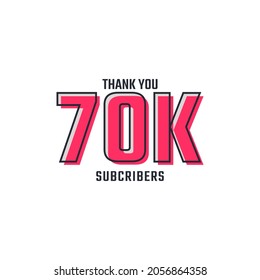 Thank You 70 k Subscribers Celebration Background Design. 70000 Subscribers Congratulation Post Social Media Template.