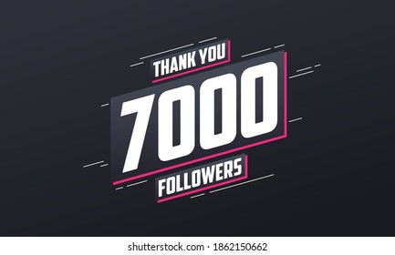 Thank you 7000 followers, Greeting card template for social networks.