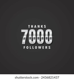 Thank you 7000  followers. Vector thanks design template for network friends and subscribers
