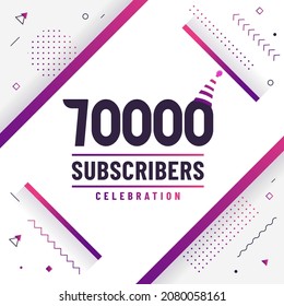 Thank you 70000 subscribers, 70K subscribers celebration modern colorful design.