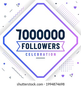Thank you 7000000 followers, 7M followers celebration modern colorful design.