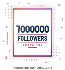 Thank you 7000000 followers, 7M followers celebration modern colorful design.